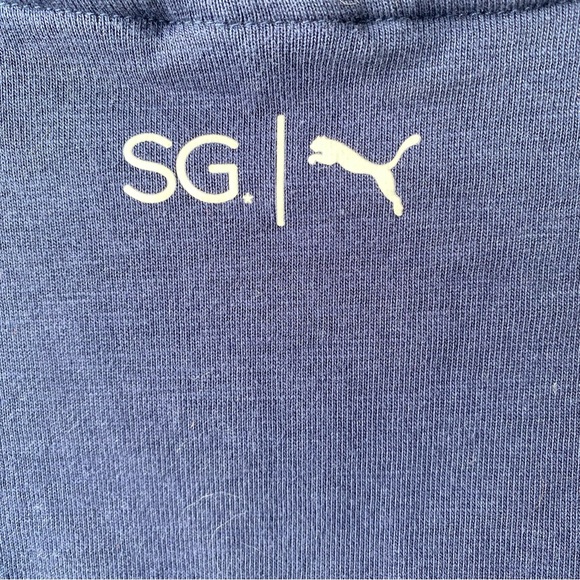 Puma Selena Gomez Blue White Stripe Long Sleeve Crop Rugby Shirt Women's XL - Picture 8 of 14